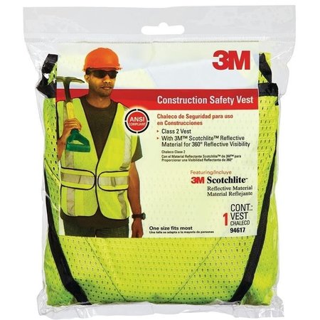 3M TEKK Protection Reflective Safety Vest, OneSize, Fabric, Fluorescent Yellow 94617-80030T